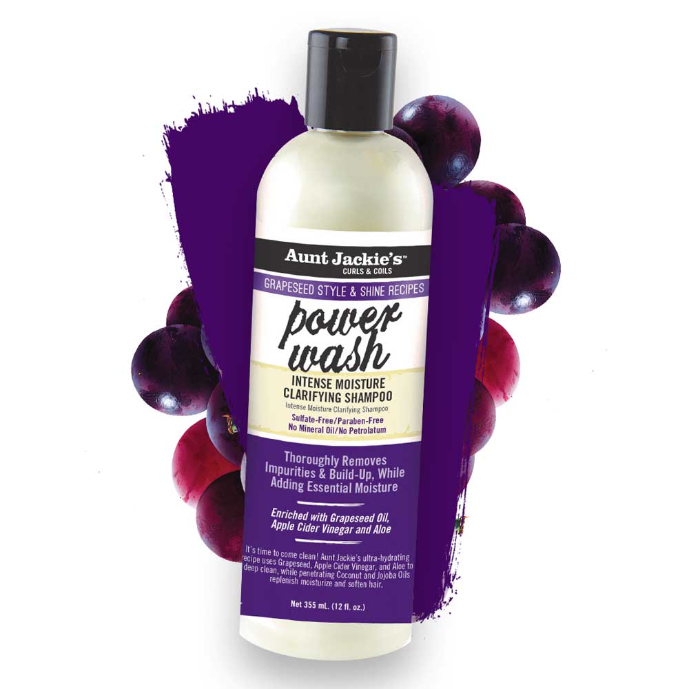 Aunt Jackies Power Wash Grapeseed Intense Moisture Clarifying Shampoo 355ml