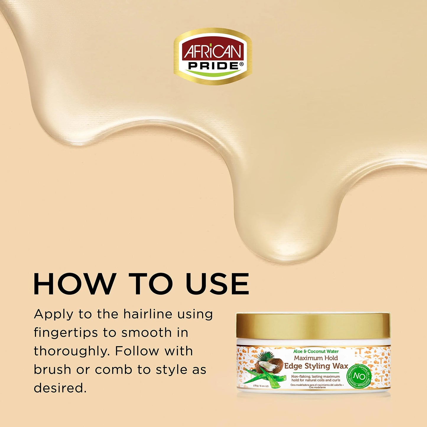 African Pride Moisture Miracle Aloe & Coconut Water Maximum Hold Edge Styling Wax 170g