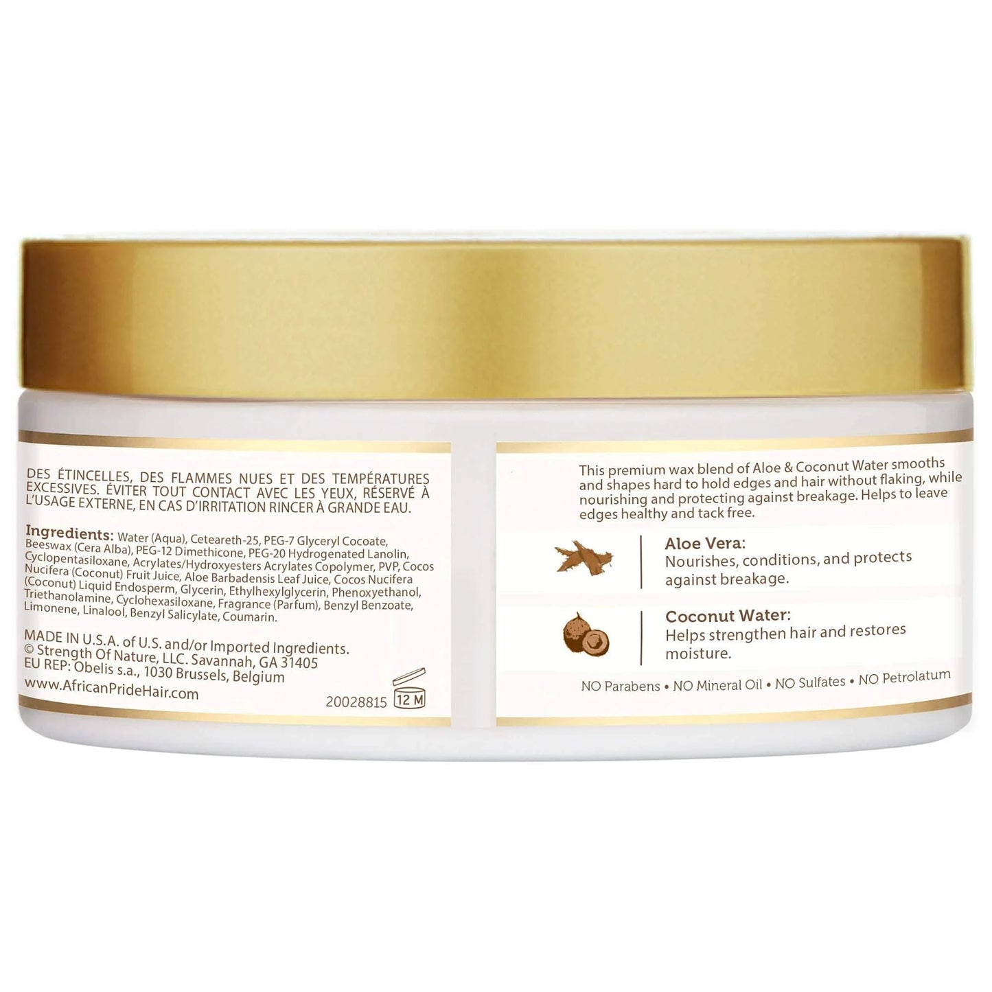 African Pride Moisture Miracle Aloe & Coconut Water Maximum Hold Edge Styling Wax 170g