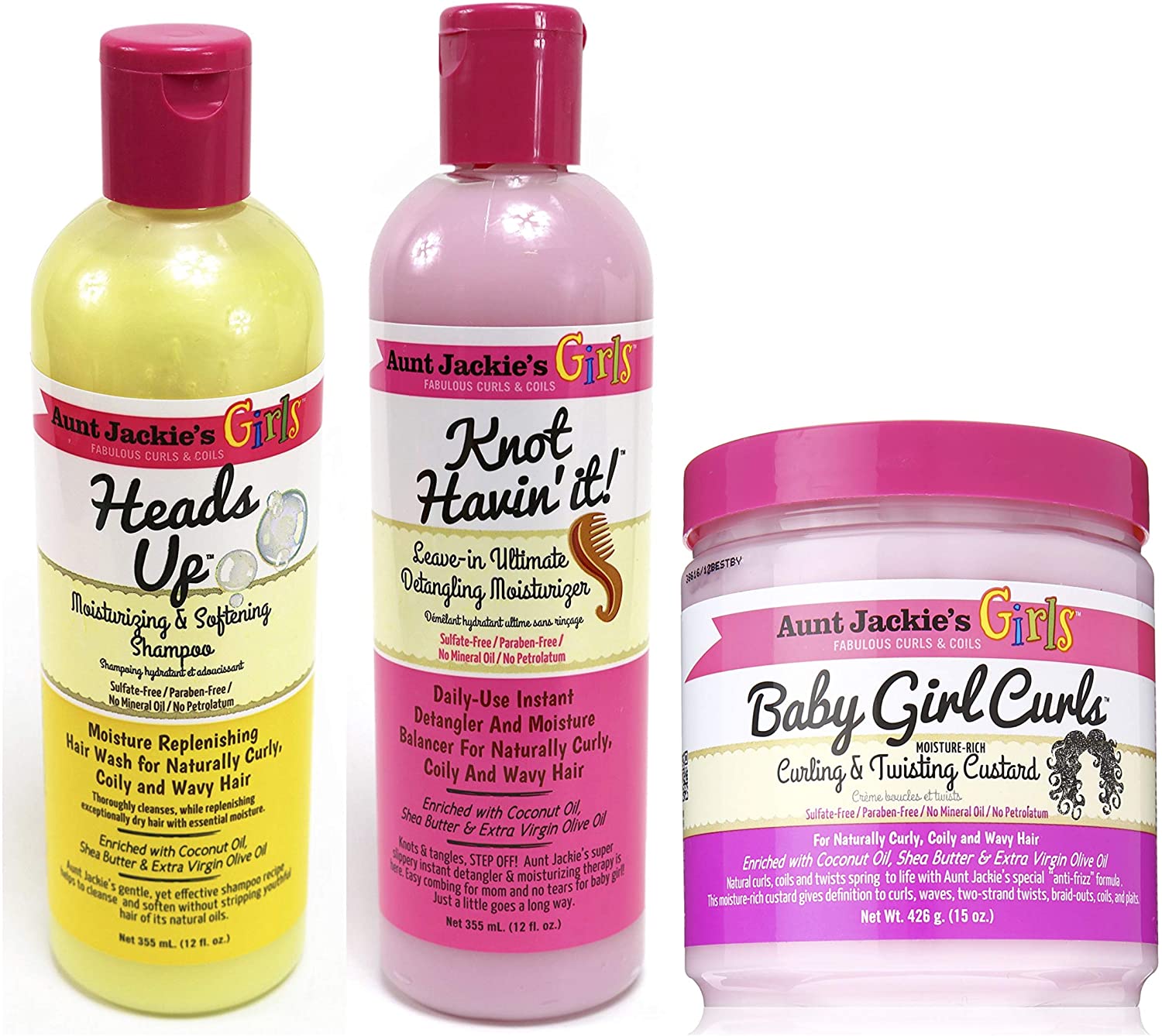 Aunt Jackies Girls! Cleanse, Condition & Moisturise Trio Set of Products for Girls with Fabulous Curls & Coils