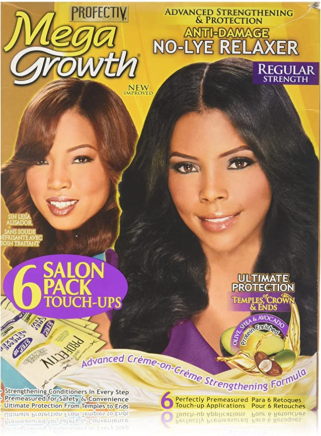 Profectiv Mega Growth Anti Damage No Lye Relaxer Regular 6 Complete Touch Up Applications Kit