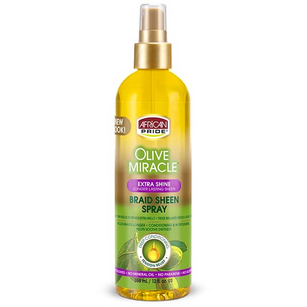African Pride Olive Miracle Extra Shine Braid Sheen Spray 355ml