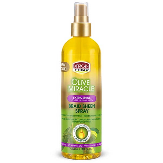 African Pride Olive Miracle Extra Shine Braid Sheen Spray 355ml