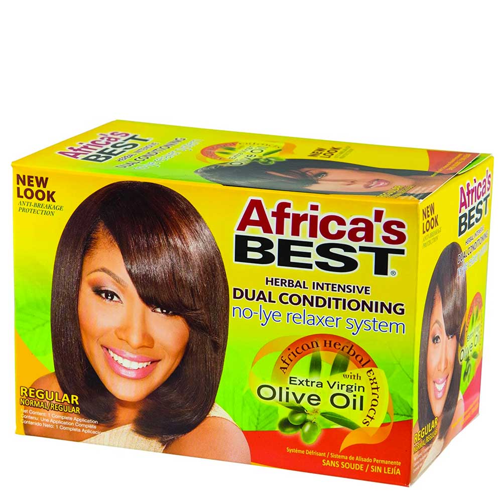 Africas Best Herbal Intensive Dual Conditioning No Lye Relaxer System With Olive Oil Regular