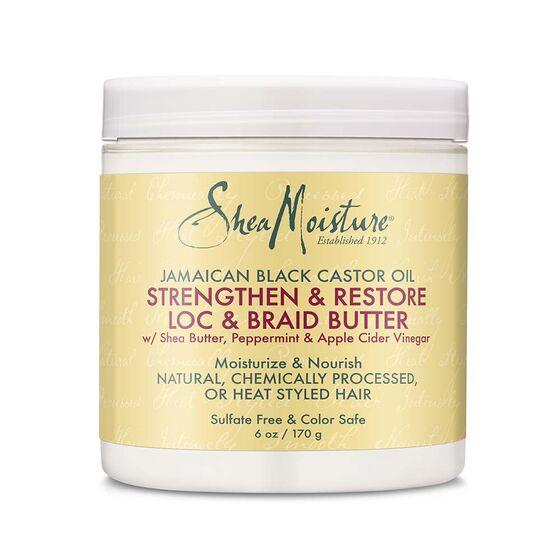 SHEA MOISTURE JAMAICAN BLACK CASTOR OIL STRENGTHEN & RESTORE LOC & BRAID BUTTER 6OZ